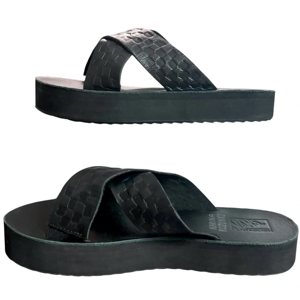 Vans Karina Rozunko UltraCush Mega Platform Leather Cross Strap Sandals 9